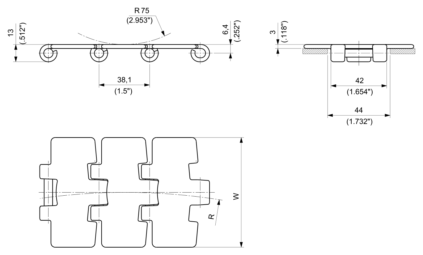 SS 981M-4 Series dimension drawing — Regina Conveyor Catalogue p40
