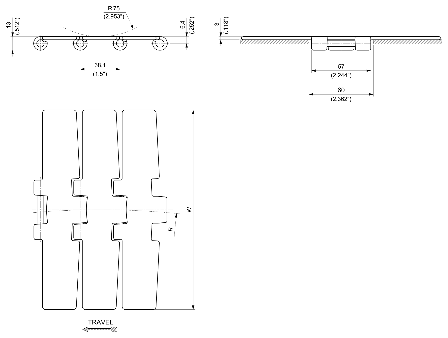 PHD 9857M Series dimension drawing — Regina Conveyor Catalogue p41