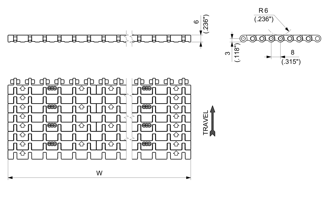 EF 8300 Series dimension drawing — Regina Conveyor Catalogue p163