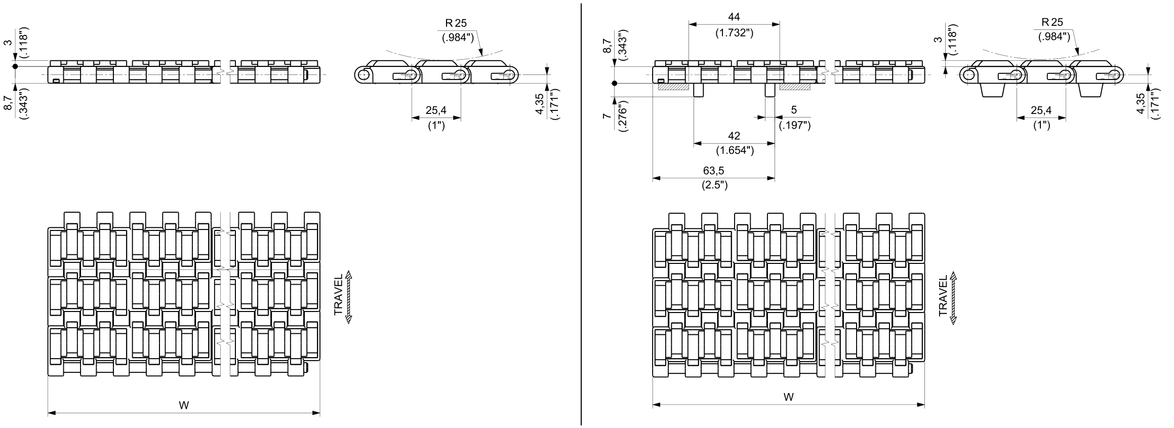 ULF HF 1600 Series dimension drawing — Regina Conveyor Catalogue p209