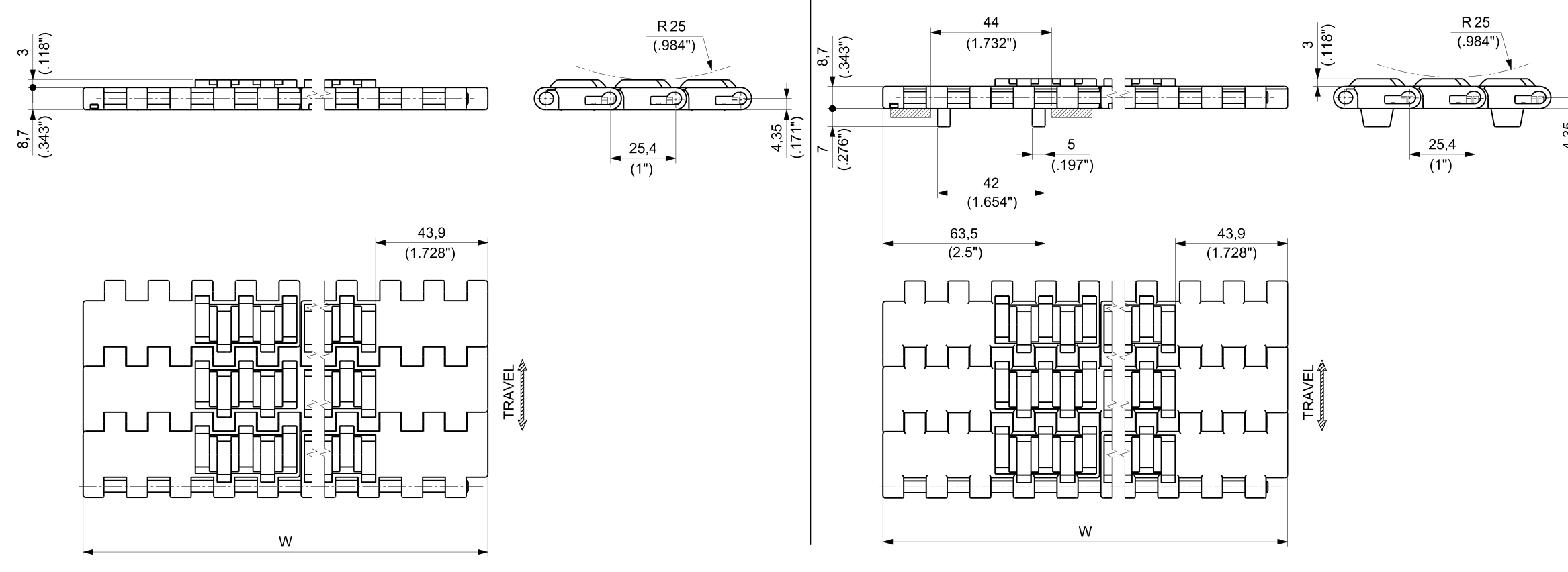 ULF HFS 1600 Series dimension drawing — Regina Conveyor Catalogue p210