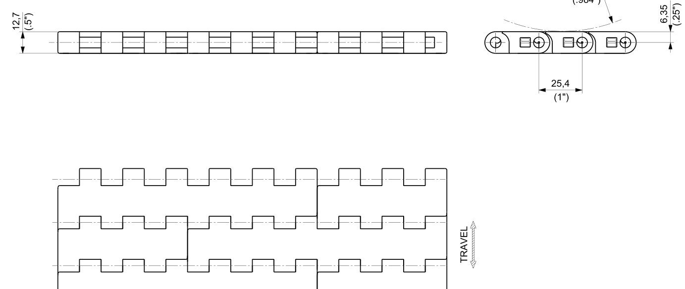 UP USP Series dimension drawing — Regina Conveyor Catalogue p242