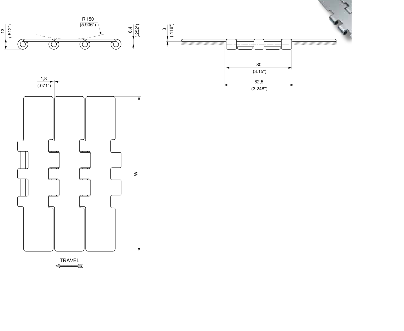 PHD 2815 Series dimension drawing — Regina Conveyor Catalogue p33