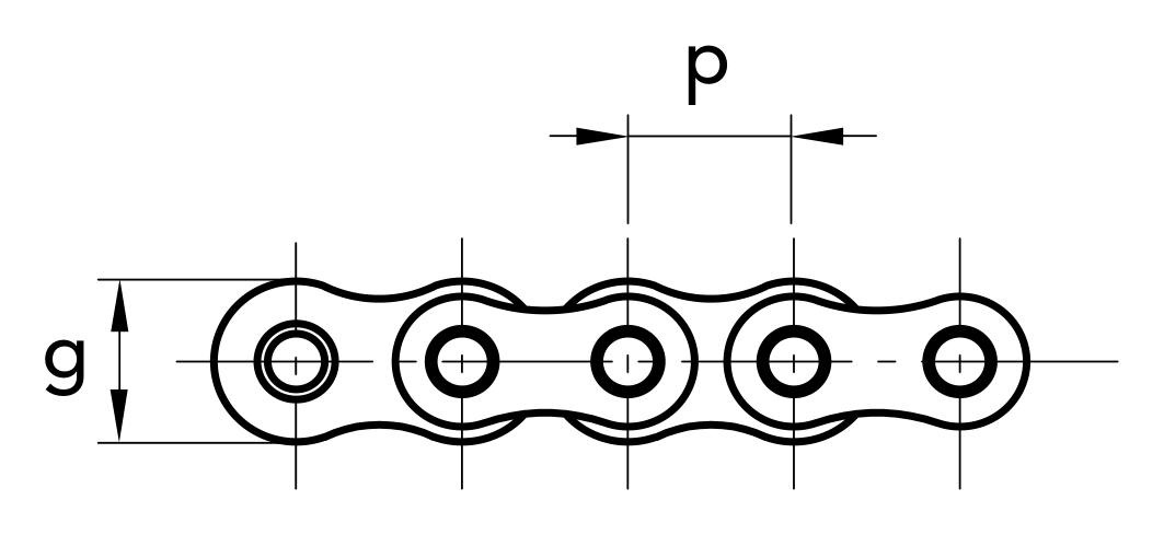 Chiaravalli QRC Drilled Pin Chain 10BHP-1 — 5 m Pack — dimension drawing (1 of 2)