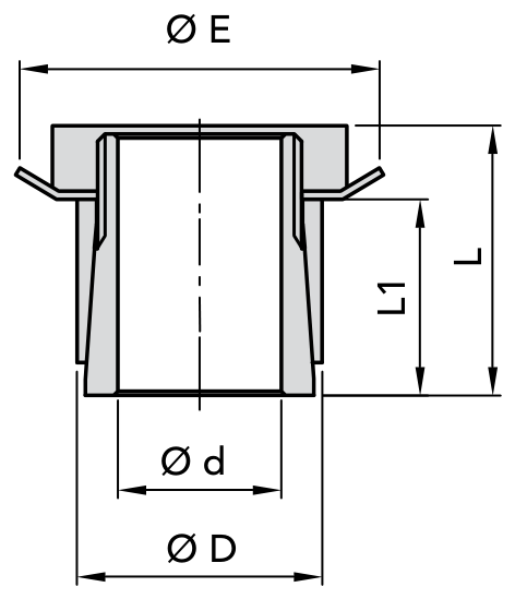 Chiaravalli Locking Element RCK 55 (Self Centring) — dimension drawing