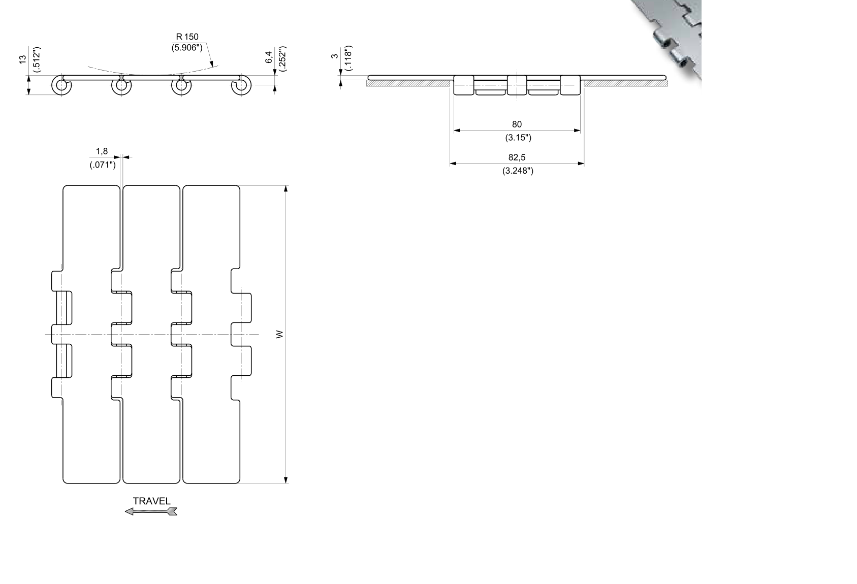 SS 2815-4 Series dimension drawing — Regina Conveyor Catalogue p32