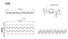 Nusaf 1535 solid top modular belt — dimensioned drawing (15 mm pitch)