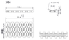 Nusaf 2136 flush grid modular belt — dimensioned drawing (25.4 mm pitch)