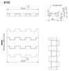 Nusaf 4735 solid top modular belt — dimensioned drawing (38.1 mm pitch)