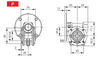 Chiaravalli CH04 worm gearbox — P execution dimension drawing