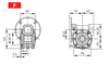 Chiaravalli CH05 worm gearbox — P execution dimension drawing