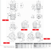 Chiaravalli CHM 050 worm gearbox — dimension drawing with output flange executions