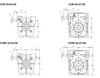 Chiaravalli CHR / CHRE worm gearboxes — body dimension drawings, sizes 03-05 and 06-08 (catalogue p73)