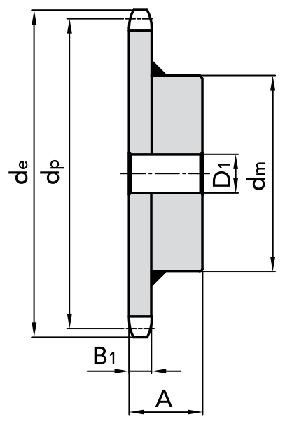 Chiaravalli Sprocket for Conveyor Chains P50 Roller 31 (welded hub) — dimension drawing