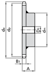 Chiaravalli Sprocket for Conveyor Chains P100 Roller 40 (welded hub) — dimension drawing