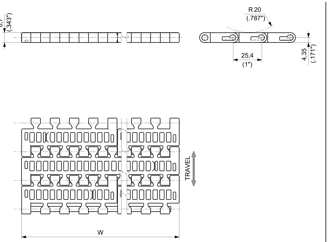 EF 1500 Series dimension drawing (without tracking guide) — Regina Conveyor Catalogue p203