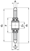 Chiaravalli Idler Sprocket with Economic Bearing — dimension drawing