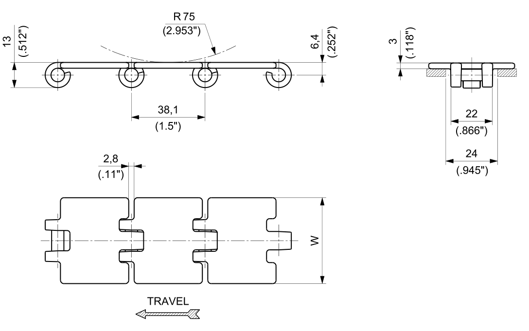 P 803 Series dimension drawing — Regina Conveyor Catalogue p35