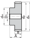 Chiaravalli Spur Gear M1.5 With Hub — dimension drawing