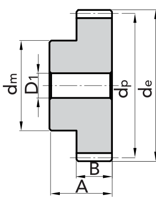 Chiaravalli Spur Gear M1.5 With Hub — dimension drawing