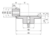 Chiaravalli Special Bevel Gear M1 1:3 — dimension drawing
