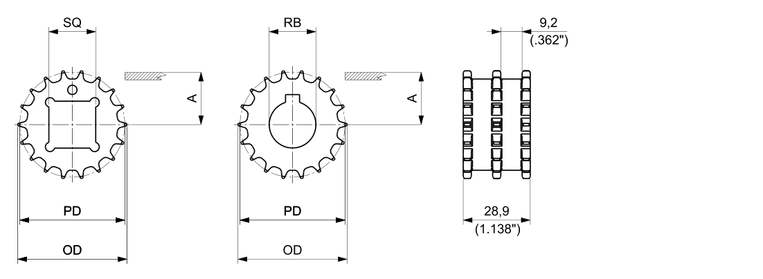 Machined Solid Drive Sprockets — 8300 Series dimension drawing — Regina Conveyor Catalogue p164