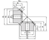 Chiaravalli Spiral Bevel Gear M5 1:1 — dimension drawing