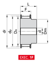 Chiaravalli Timing Pulley XXH 200 — Pilot Bore (1¼″ pitch) — EXEC. 1F dimension drawing