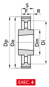 Chiaravalli Taper-Lock® Timing Pulley L 050 (3/8″ pitch) — EXEC. 4 dimension drawing