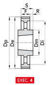 Chiaravalli Taper-Lock® Timing Pulley L 075 (3/8″ pitch) — EXEC. 4 dimension drawing