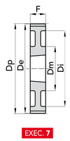 Chiaravalli Taper-Lock® Timing Pulley L 075 (3/8″ pitch) — EXEC. 7 dimension drawing