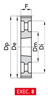 Chiaravalli Taper-Lock® Timing Pulley L 075 (3/8″ pitch) — EXEC. 8 dimension drawing