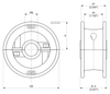Moulded Split Idler Wheels — 250 Series dimension drawing — Regina Conveyor Catalogue p195