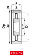 Chiaravalli Taper-Lock® Timing Pulley H 100 (1/2″ pitch) — EXEC. 12 dimension drawing