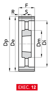 Chiaravalli Taper-Lock® Timing Pulley H 300 (1/2″ pitch) — EXEC. 12 dimension drawing