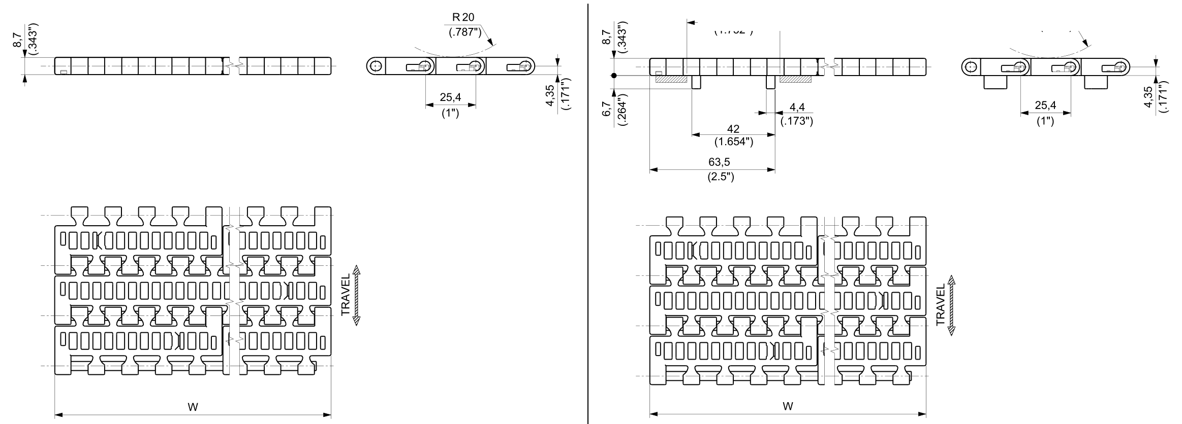 PP 1500 Series dimension drawing — Regina Conveyor Catalogue p202