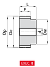 Chiaravalli HTD® Timing Pulley 3M-09 — Pilot Bore (3 mm pitch, 9 mm belt) — EXEC. 8 dimension drawing