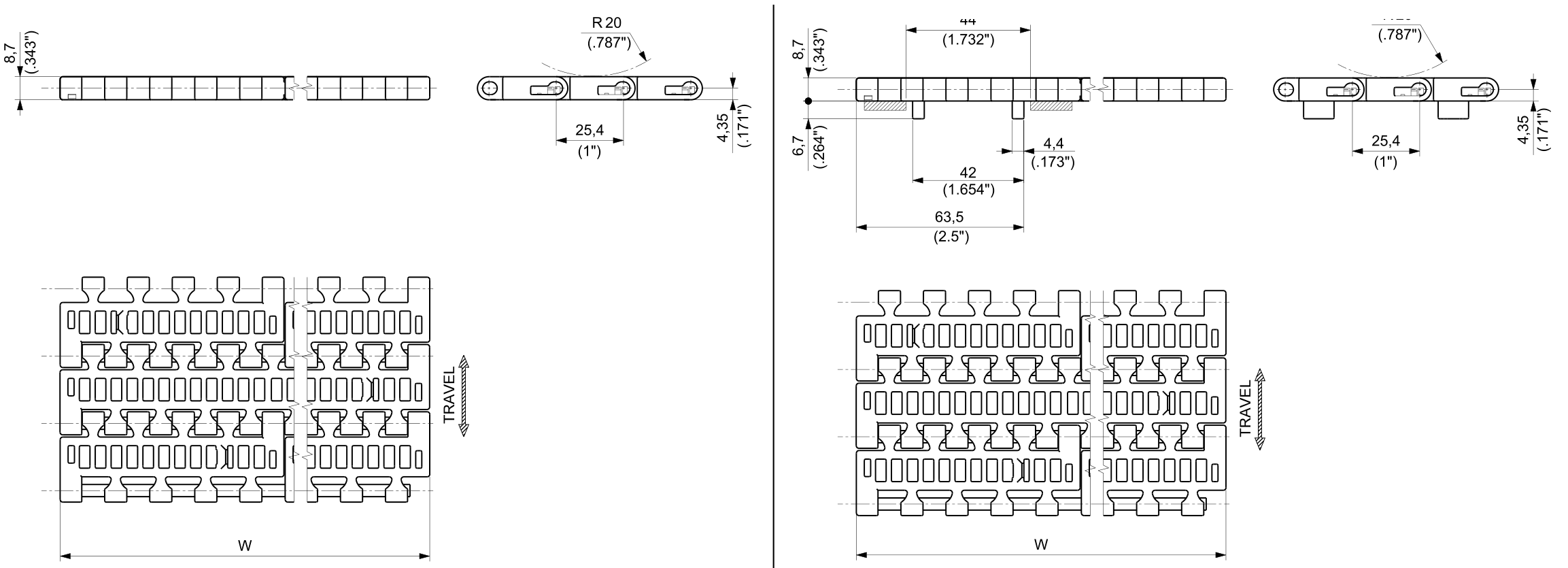 EF 1500 Series dimension drawing — Regina Conveyor Catalogue p203