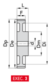 Chiaravalli HTD® Timing Pulley 5M-09 — Pilot Bore (5 mm pitch, 9 mm belt) — EXEC. 3 dimension drawing