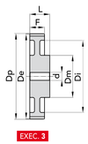 Chiaravalli HTD® Timing Pulley 5M-15 — Pilot Bore (5 mm pitch, 15 mm belt) — EXEC. 3 dimension drawing