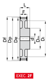 Chiaravalli HTD® Timing Pulley 8M-30 — Pilot Bore (8 mm pitch, 30 mm belt) — EXEC. 2F dimension drawing