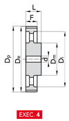 Chiaravalli HTD® Timing Pulley 8M-30 — Pilot Bore (8 mm pitch, 30 mm belt) — EXEC. 4 dimension drawing