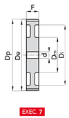 Chiaravalli HTD® Timing Pulley 8M-50 — Pilot Bore (8 mm pitch, 50 mm belt) — EXEC. 7 dimension drawing