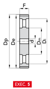 Chiaravalli HTD® Timing Pulley 14M-55 — Pilot Bore (14 mm pitch, 55 mm belt) — EXEC. 5 dimension drawing