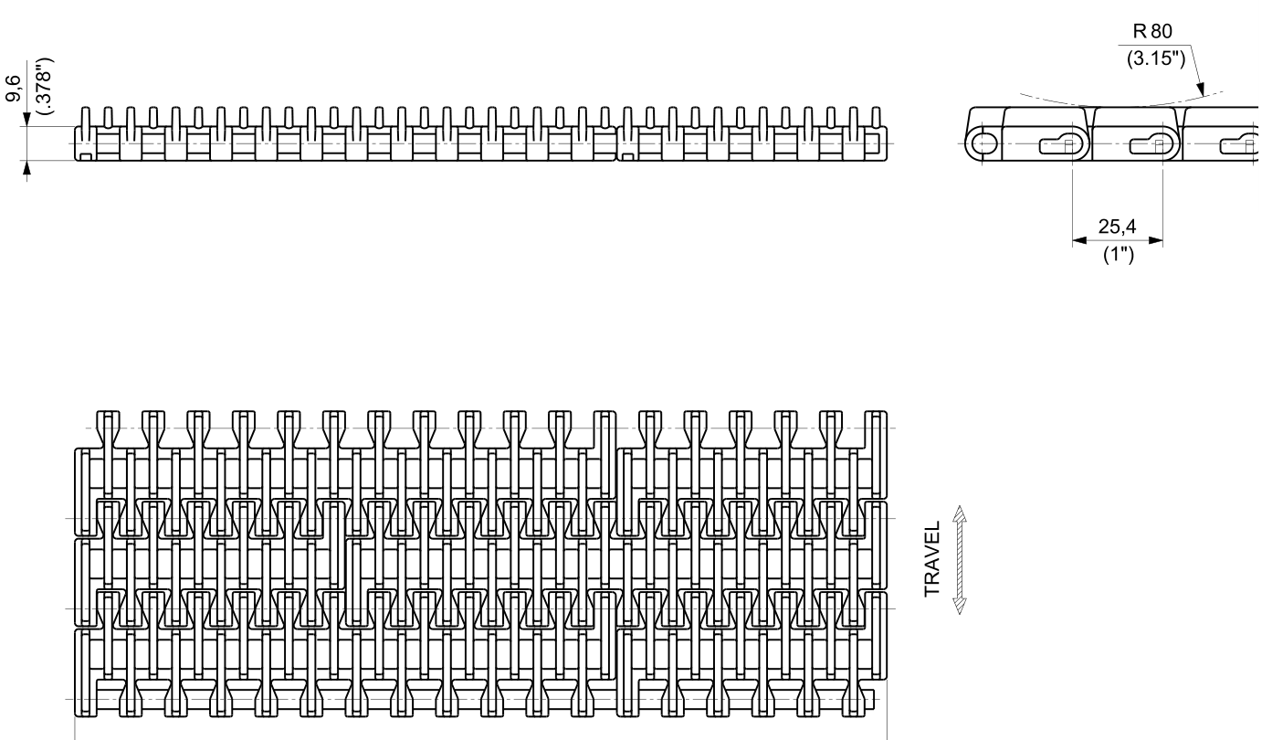 UP 1110 Series dimension drawing — Regina Conveyor Catalogue p213