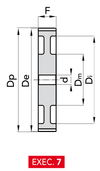 Chiaravalli HTD® Timing Pulley 14M-170 — Pilot Bore (14 mm pitch, 170 mm belt) — EXEC. 7 dimension drawing