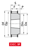 Chiaravalli HTD® Taper-Lock® Timing Pulley 5M-15 (5 mm pitch, 15 mm belt) — EXEC. 5F dimension drawing