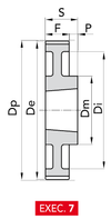 Chiaravalli HTD® Taper-Lock® Timing Pulley 8M-20 (8 mm pitch, 20 mm belt) — EXEC. 7 dimension drawing