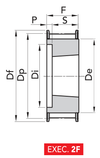 Chiaravalli HTD® Taper-Lock® Timing Pulley 8M-30 (8 mm pitch, 30 mm belt) — EXEC. 2F dimension drawing