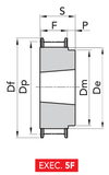 Chiaravalli HTD® Taper-Lock® Timing Pulley 8M-30 (8 mm pitch, 30 mm belt) — EXEC. 5F dimension drawing